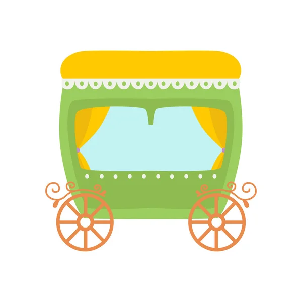 Cute Green Princess Fairytale Carriage Cartoon Vector Illustration — Stock Vector