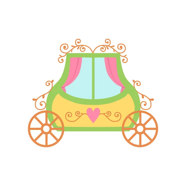 Carino principessa fiaba carro fumetto vettoriale illustrazione — Vettoriale Stock