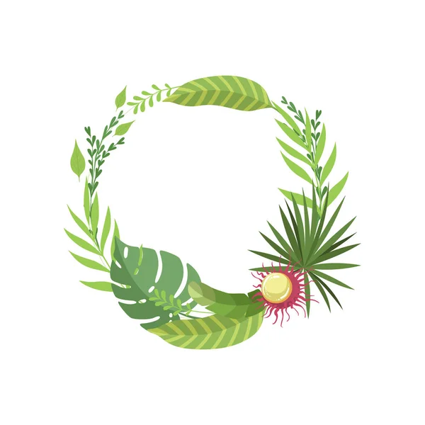 Летние тропические листья Элегантная рамка с местом для текста, баннер, плакат, свадебное приглашение, летняя открытка Дизайн Элемент векторной иллюстрации — стоковый вектор