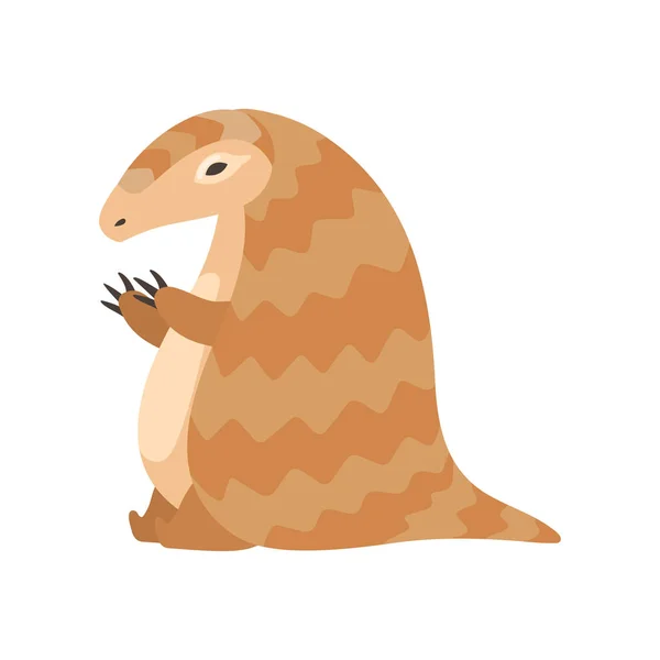 Cute Funny Pangolin Rare Species of Animals Cartoon Vector Illustration — Stock Vector