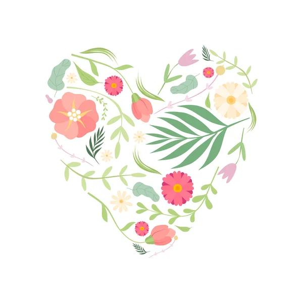 Vackert hjärta med blommig sömlös mönster vektor illustration — Stock vektor