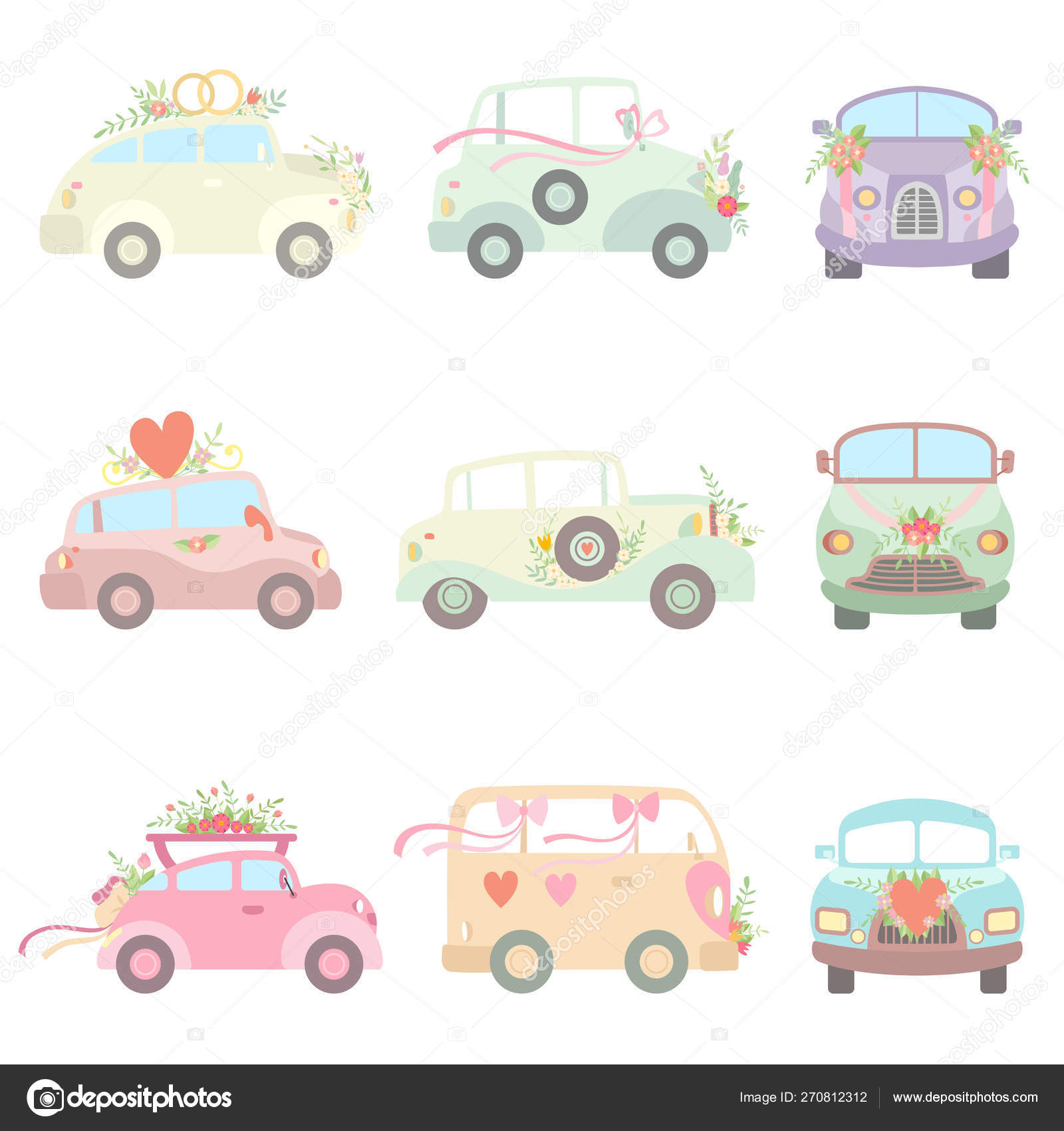 花 ハート リボン ロマンチックな結婚式のレトロな車 フロントとサイドビューベクトルイラストで飾られたかわいいヴィンテージカーのコレクション ストックベクター C Topvectors 花 ハート リボン ロマンチックな結婚式のレトロな車 フロントとサイドビューベクトルイラストで飾られたかわいいヴィンテージカーのコレクション ストックベクター C Topvectors