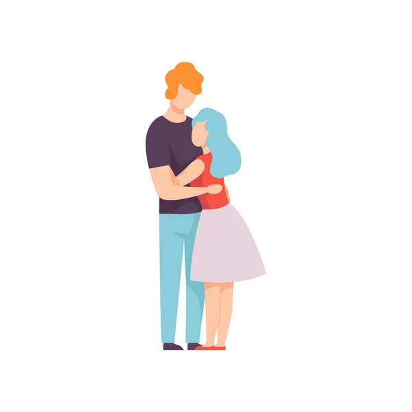 Couple heureux s'embrassant, Jeune homme et femme amoureux Illustration vectorielle — Image vectorielle