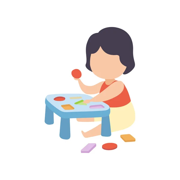 Cute Little Boy Playing with Sorter Toy Vector Illustration — Stock Vector