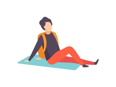 Açık Hava Festivalinde Ekose Üzerinde Oturan Genç Kadın, Açık Hava Yaz Konser Vektörü İllüstrasyonu