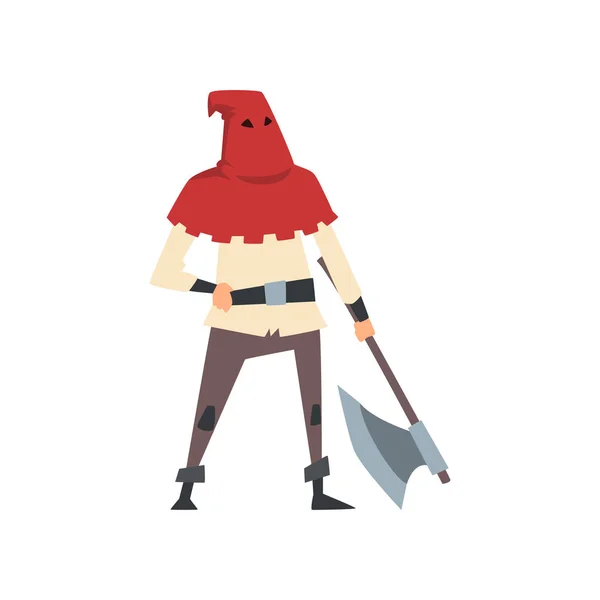 Medieval Executioner Character with Axe Vector Illustration — Stock Vector