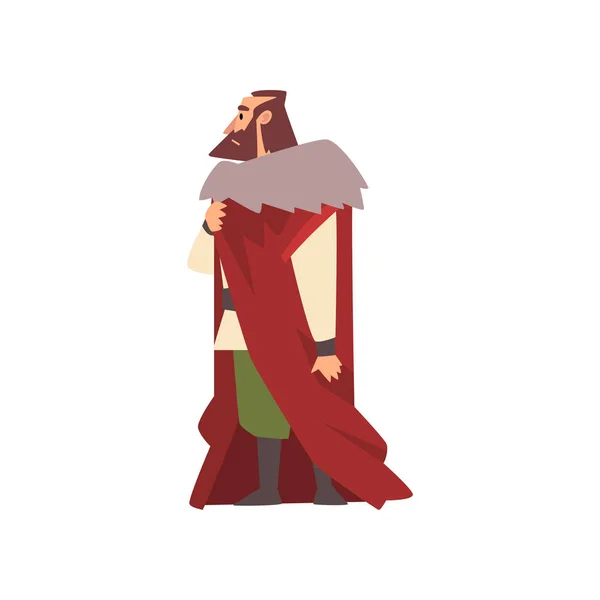 歴史的衣装を着た雄大な貴族、ヨーロッパ中世のキャラクターベクトルイラスト — ストックベクタ