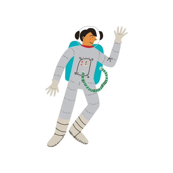 Male Cosmonaut or Astronaut in Space Suit, Space, Cosmos Theme Design Element Cartoon Vector Illustration — Stock Vector