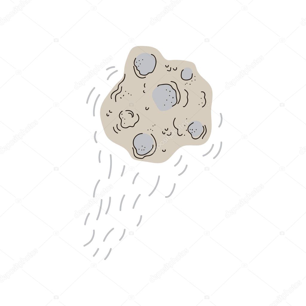 Asteroid with Craters, Space, Cosmos Theme Design Element Cartoon Vector Illustration