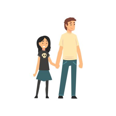 Dad and Son Holding Hands, Father and His Child Having Good Time Together, Happy Family Cartoon Vector Illustration vector stock vector