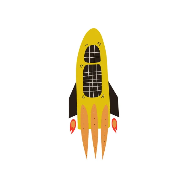 Raket lansering, rymdskeppet, kosmos Tema design element tecknad vektor illustration — Stock vektor