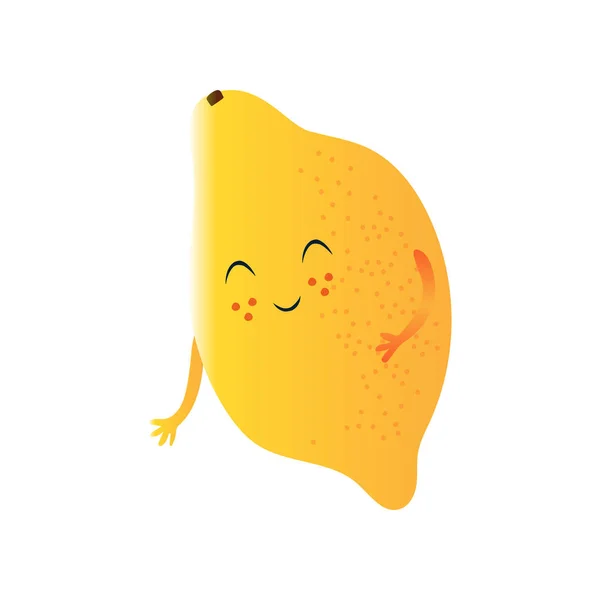 Citron mignon, personnage de bande dessinée drôle de fruit avec l'illustration vectorielle drôle de visage — Image vectorielle