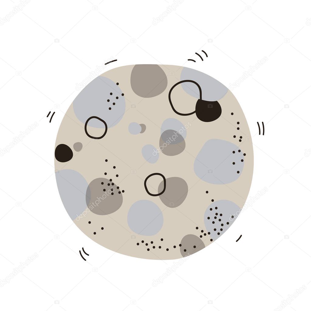 Full Moon with Craters, Space, Cosmos Theme Design Element Cartoon Vector Illustration
