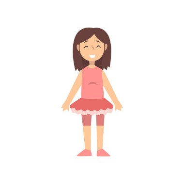 Pembe Elbiseli Kız Dansçı Karakteri, Gelecek Meslek Vektör İllüstrasyon Çocuk Dreaming