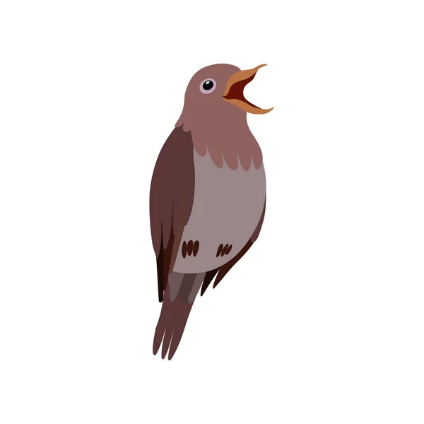 Little Nightingale Bird, Sevimli Birdie Ev Pet Vektör İllüstrasyon — Stok Vektör