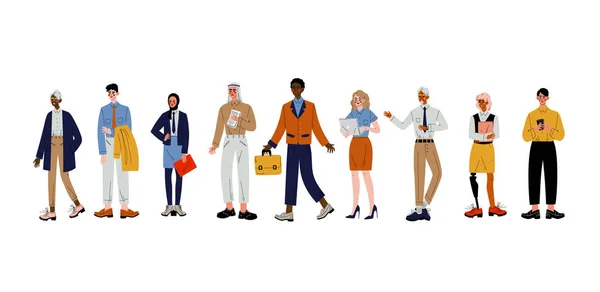 Ensemble de gens d'affaires, groupe d'employés de bureau, entrepreneurs ou gestionnaires Illustration vectorielle des personnages — Image vectorielle