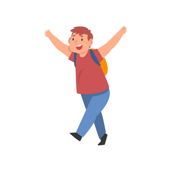 腕を伸ばして走る笑顔の男の子10代の少年キャラクターベクトルイラスト ストックベクター C Topvectors