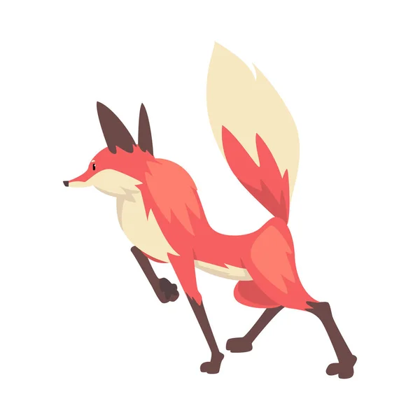 Sneaking Red Fox personaje de dibujos animados Vector Ilustración — Vector de stock