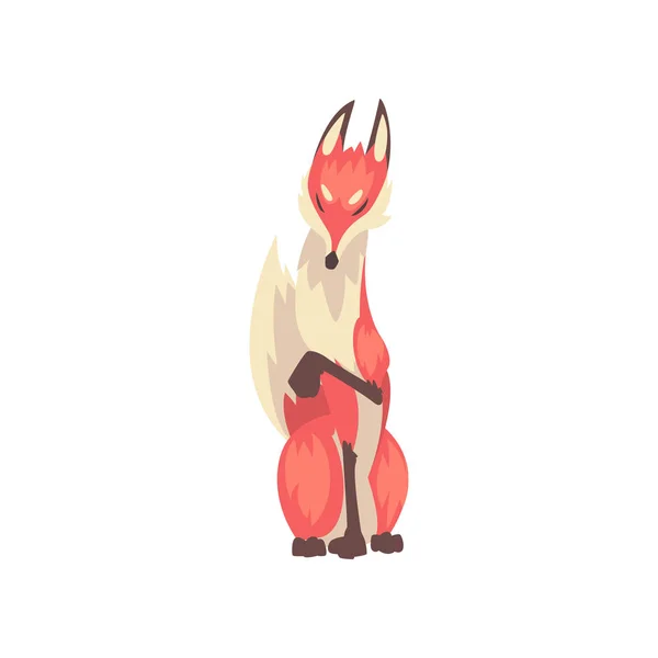 Hermosa sentada Red Fox personaje de dibujos animados Vector ilustración — Vector de stock
