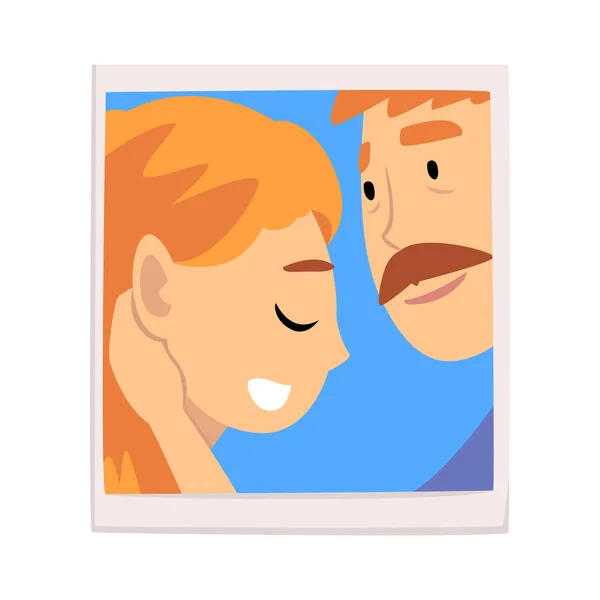 Retrato de pareja romántica enamorada, foto de hombre feliz y mujer Vector Illustration — Archivo Imágenes Vectoriales