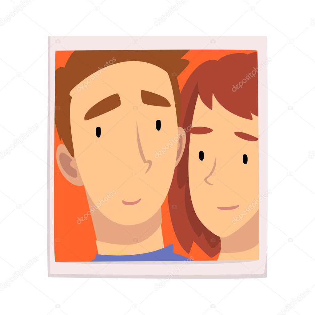 Portrait of Loving Man and Woman, Couple in Love Photo Vector Illustration