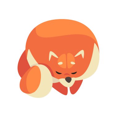 Sevimli Uyuyan Pomeranian Spitz, Komik Pet Köpek Çizgi Film Karakter Vektör İllüstrasyon