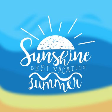 Sunshine Yaz, En İyi Tatil Şablonu, Tasarım Elemanı Banner, Etiket, Rozet, Poster, T-shirt Baskı, Flyer Vector İllüstrasyon için Kullanılabilir
