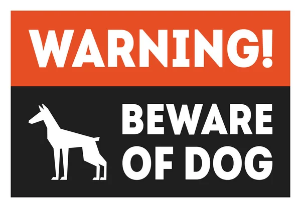 Beware of Dog Red and Black Warning Sign Vector Illustration — Stock Vector