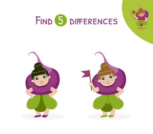 Encontrar diferenças, Jogo Educativo para Crianças Vector Ilustração — Vetor de Stock
