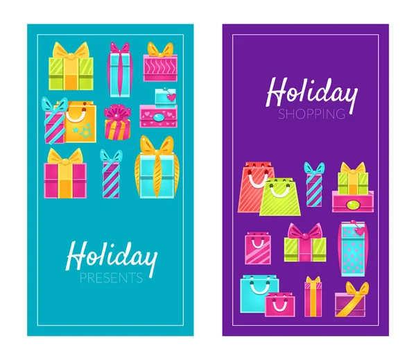 Holiday shopping presenterar promotion reklam banners mallar som kan användas för affisch, hälsning eller inbjudningskort, Flyer, tagg vektor illustration — Stock vektor