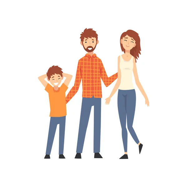 Mother, Father and Son, Happy Family with Child Cartoon Vector Illustration