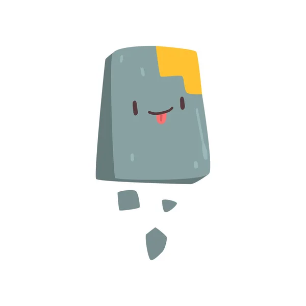 Roztomilá kamenná příšera, usměvavý barevný postava z kreslených postav s zábavným obrázkem vektor — Stockový vektor