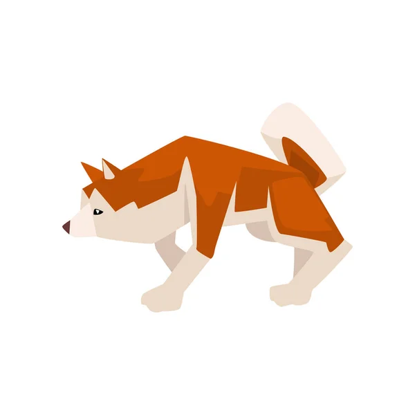 Shiba inu Hund, niedlich hockend braun beige flauschig Tier Vektor Illustration — Stockvektor