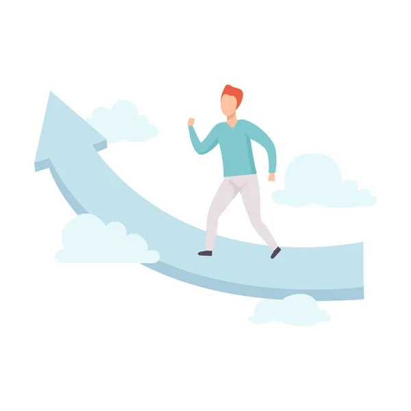 Businessman Moving Up Growth Arrow Graph, Business and Career Development Vector Illustration (dalam bahasa Inggris) - Stok Vektor