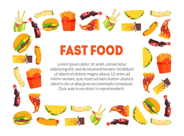 Szablon Fast food banner z miejscem na tekst, restauracja, Cafe Design element, zaproszenie, voucher, ulotka, kupon wektor ilustracji — Wektor stockowy