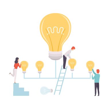 Yeni Proje, Beyin Fırtınası, İnovasyon, Yaratıcılık Kavramı Vektör İllüstrasyonu Nda Birlikte Çalışan İş Adamları
