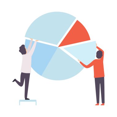 İş Ekibi, Ofis Arkadaşları Bina Pasta Grafiği, Şirket te Birlikte Çalışan Kişiler, Takım Çalışması, İşbirliği, Ortaklık Vektör İllüstrasyonu