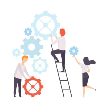 İş Ekibi, Ofis İş Arkadaşları İnşaat Mekanizması, Şirkette Birlikte Çalışan Kişiler, Ekip Çalışması, İşbirliği, Ortaklık Vektör İllüstrasyonu