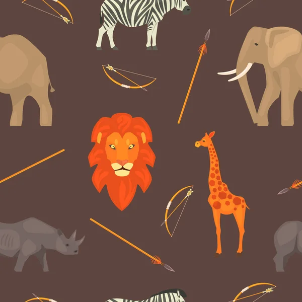 Afrika zökkenőmentes Pattern dzsungel állatok, design Element lehet használni szövet, tapéta, csomagolás Vector illusztráció — Stock Vector