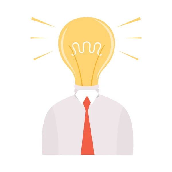 Businessman with Glowing Bright Bulb Alih-alih Head, Man Having Good Idea, Brainstorming, Innovation, Creativity Concept Vector Illustration - Stok Vektor