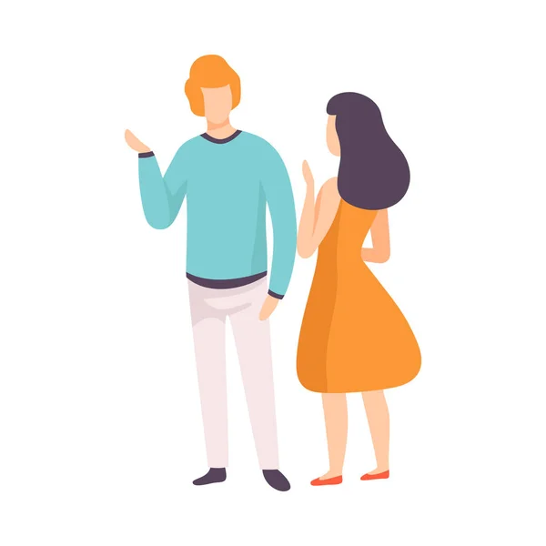 Νέος άντρας και γυναίκα μιλούν, οι άνθρωποι μιλούν σε κάθε άλλο διάνυσμα απεικόνιση — Διανυσματικό Αρχείο