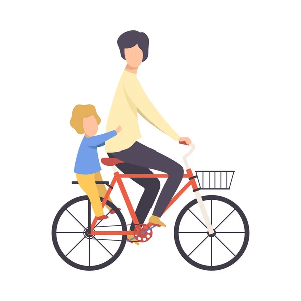 Vater und Sohn fahren Fahrrad Vektor Illustration — Stockvektor