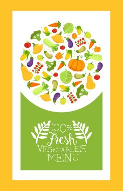 Taze Çiftlik Ürünleri Desen Vektör İllüstrasyon ile Sebze Menü Banner Şablonu