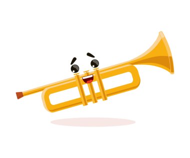 Funny Trumpet Musical Instrument Cartoon Character Vector Illustration clipart