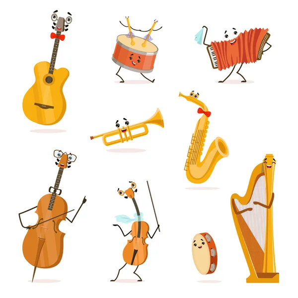 Instruments cartoon Cartoon musical instruments set — Stock Vector
