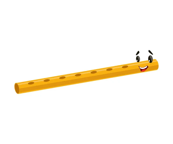 Divertida flauta de madera Instrumento musical Personaje de dibujos animados Vector Ilustración — Vector de stock