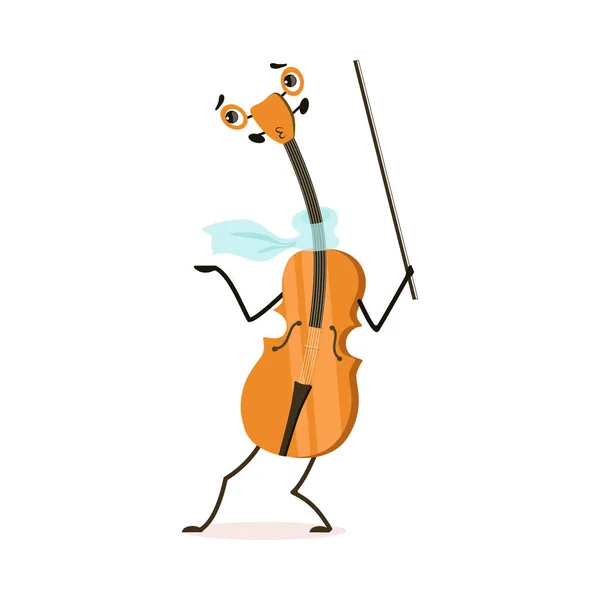 Strumento musicale per violino divertente Illustrazione vettoriale del personaggio del cartone animato — Vettoriale Stock