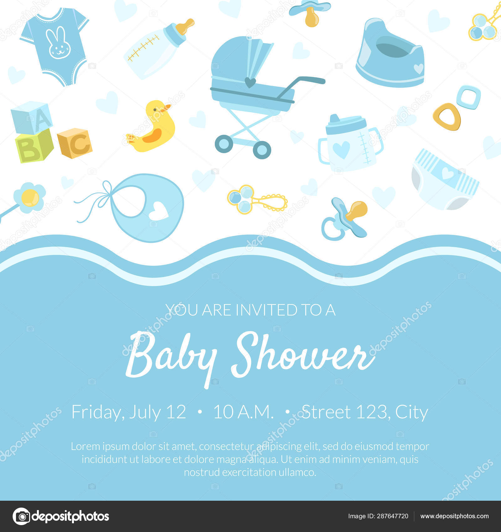 Baby Shower Invitation Banner Template, Light Blue Card with For Baby Shower Banner Template Baby Shower Invitation Banner Template, Light Blue Card with For Baby Shower Banner Template