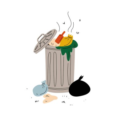 Çöp çöp, atık Işleme ve kullanımı, ekolojik problem vektör Illustration dolu