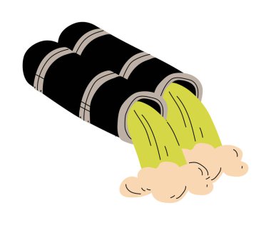 Endüstriyel atık borular, toksik atık dökümü, ekolojik sorun, kimyasal ve Sanayi atık vektör Illustration tarafından çevre kirliliği akan